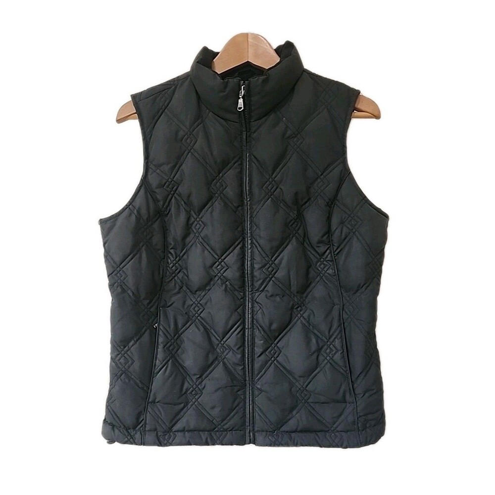 EDDIE BAUER Premium Goose Down Vest Women's Size Medium Black Diamond Quilted